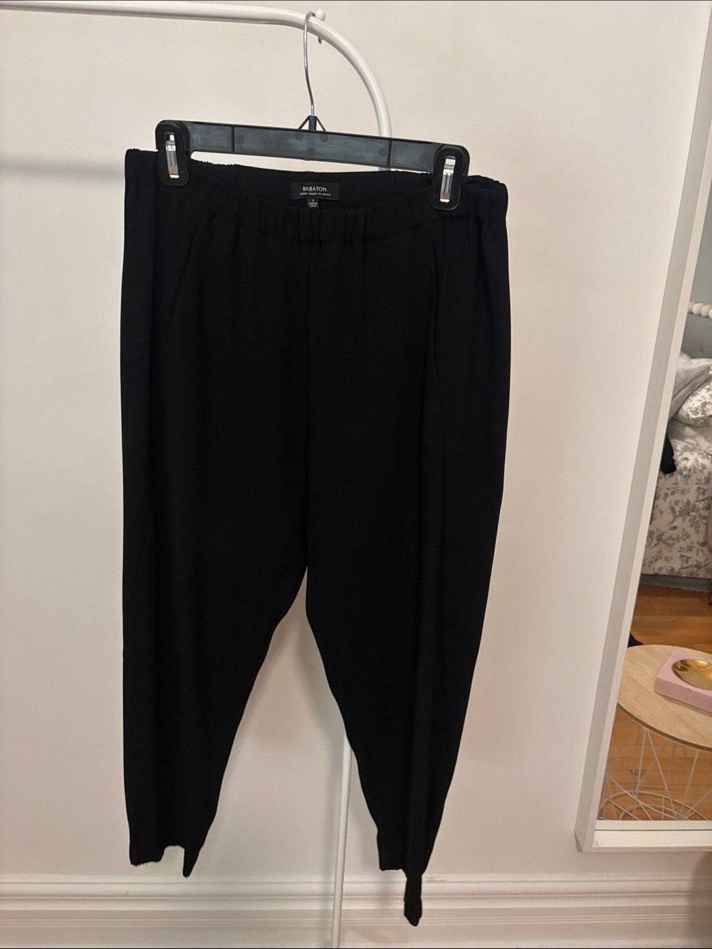 Babaton Black Elastic-Waist Draped Pants